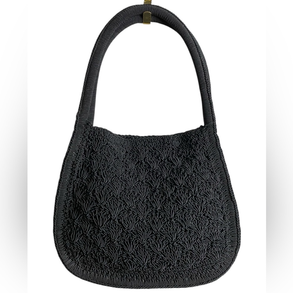 Vintage Frankie and Johnny Black Hobo Bag with Textured Design